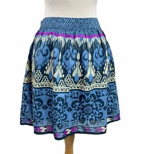 Criss‎ Cross S blue Boho print circle skirt